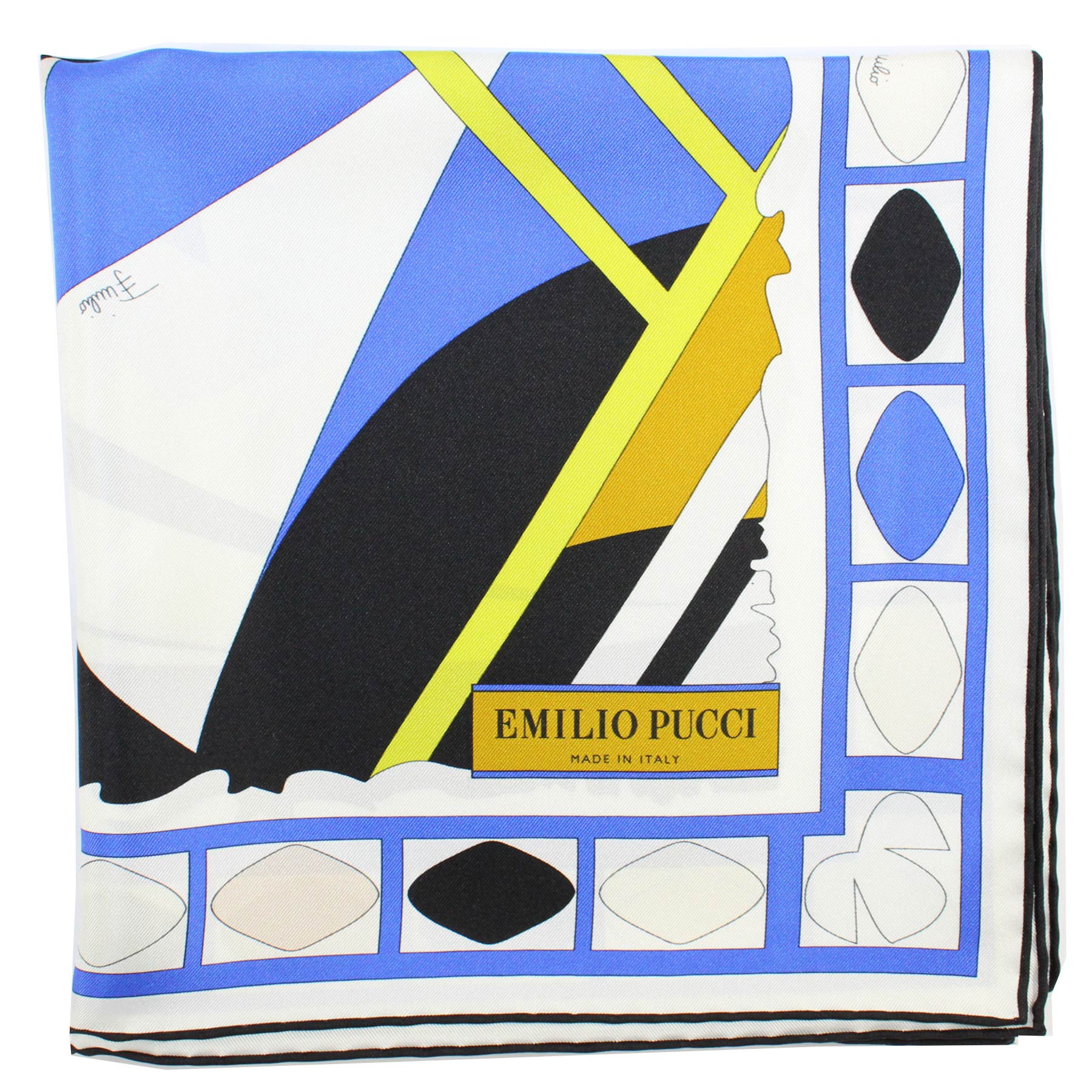 New Pucci Silk Scarf Blue Lime Design