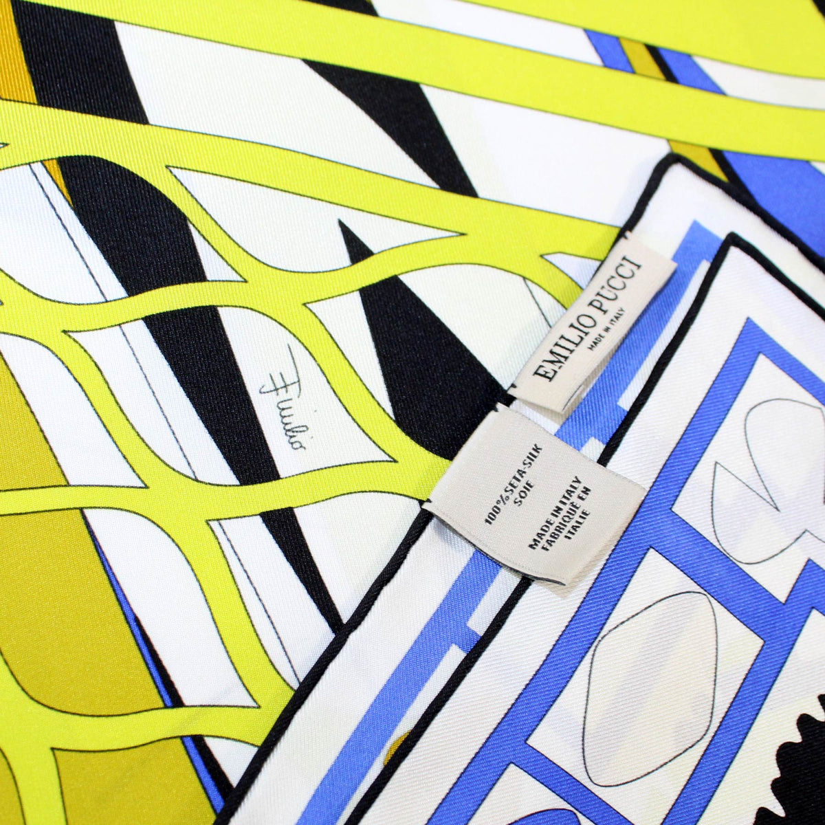 Emilio Pucci Silk Scarf Royal Blue Lime Design SALE