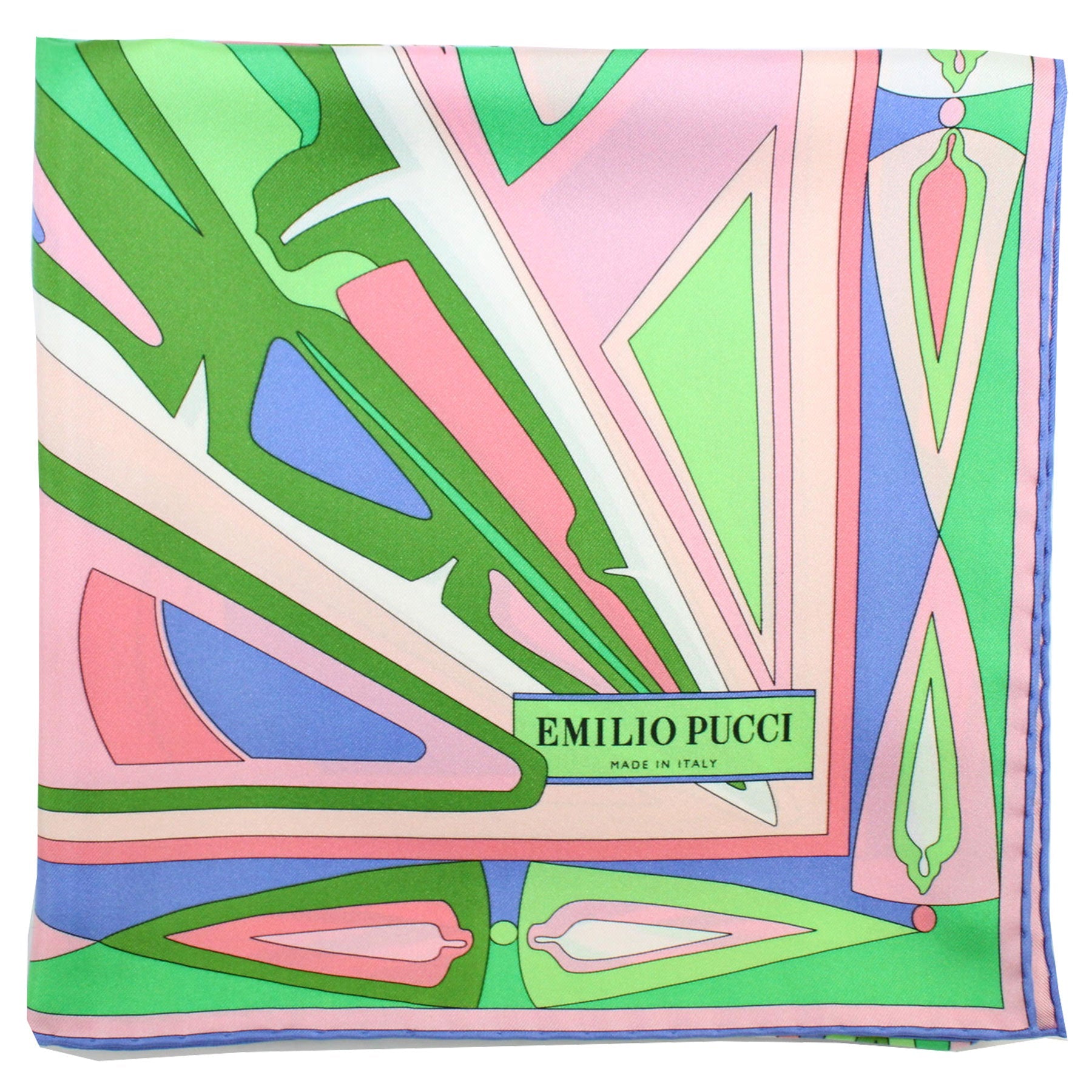 Emilio Pucci Scarf Green Pink Blue Medallions Design - Large Twill Silk Square Scarf