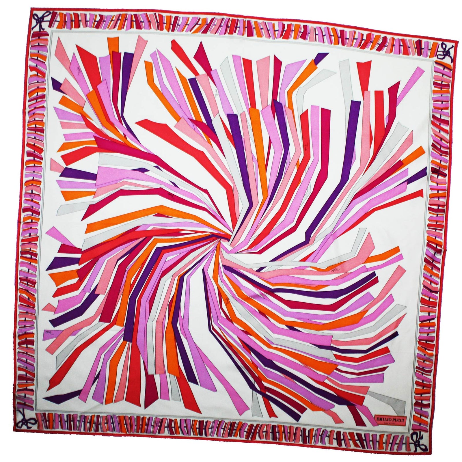 Emilio Pucci Silk Scarf Pink Orange Purple Design