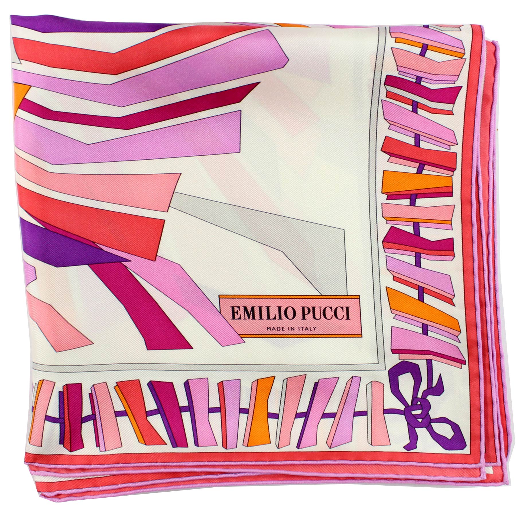 Emilio Pucci Scarf rectangle 238cm 93″ 10cm 4″ silk green pink purple orange