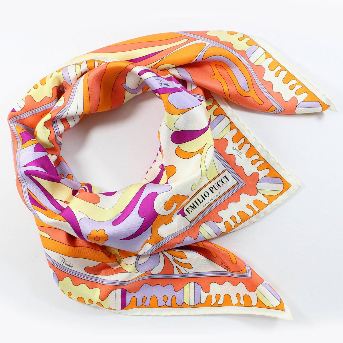 Emilio Gucci Scarf FOrange Purple Yellow Design
