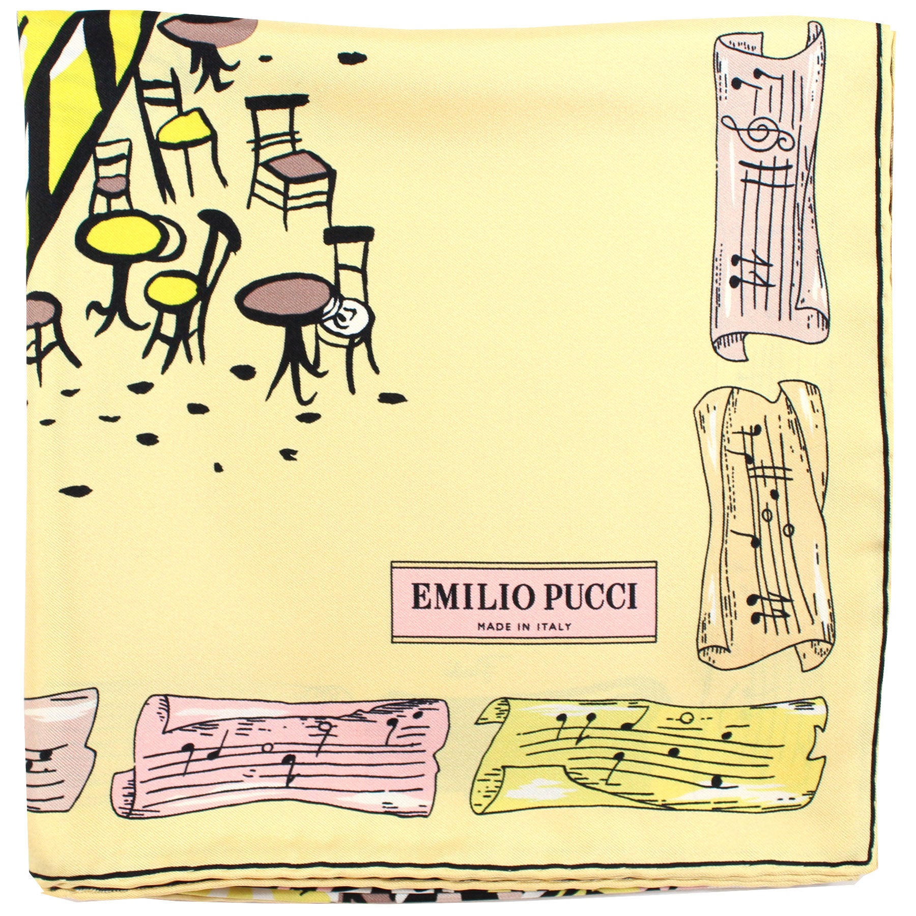 Emilio Pucci Scarf Yellow Capri Design - Twill Silk Square Foulard