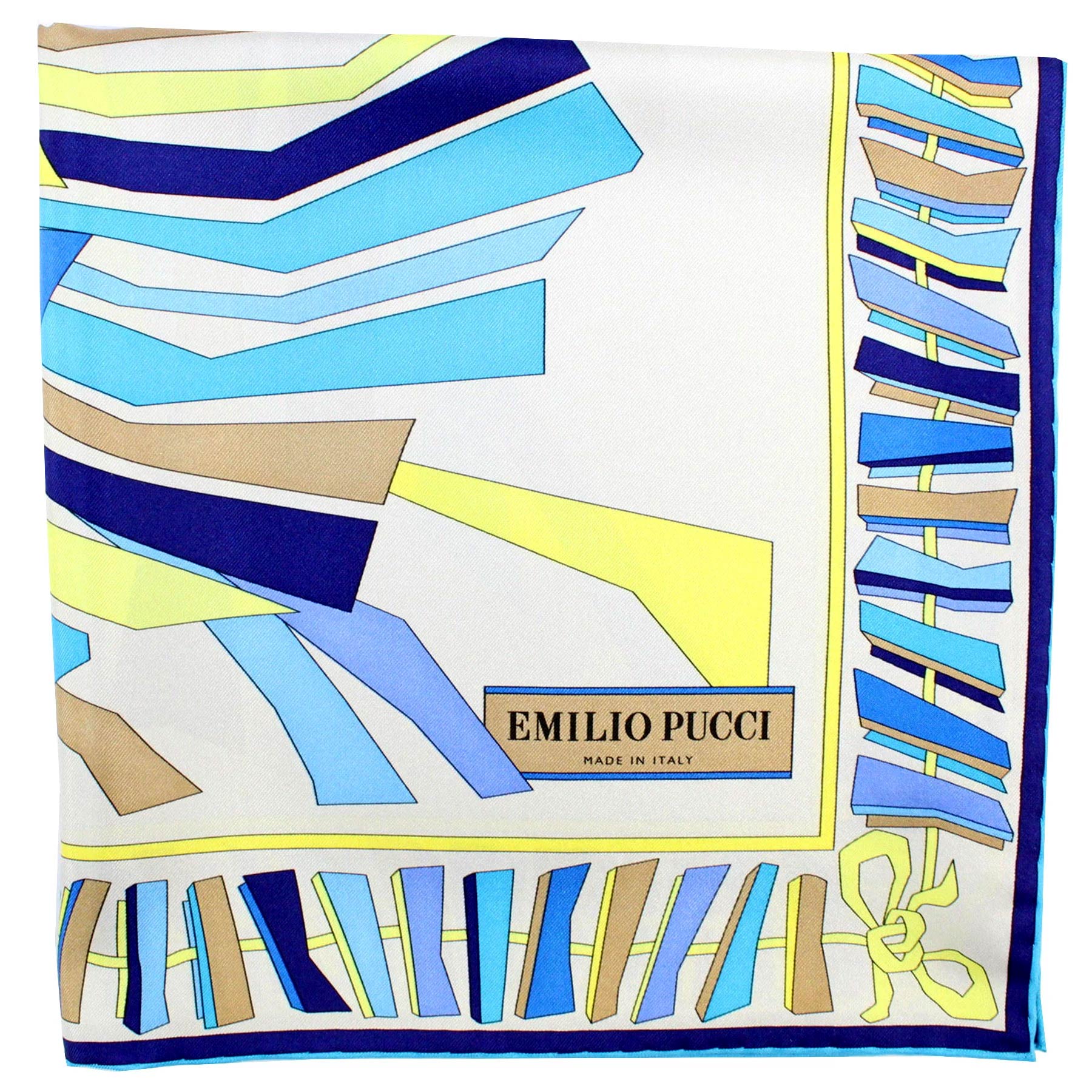 Emilio Pucci Scarf Gray Blue Taupe Aqua - Large Twill Silk