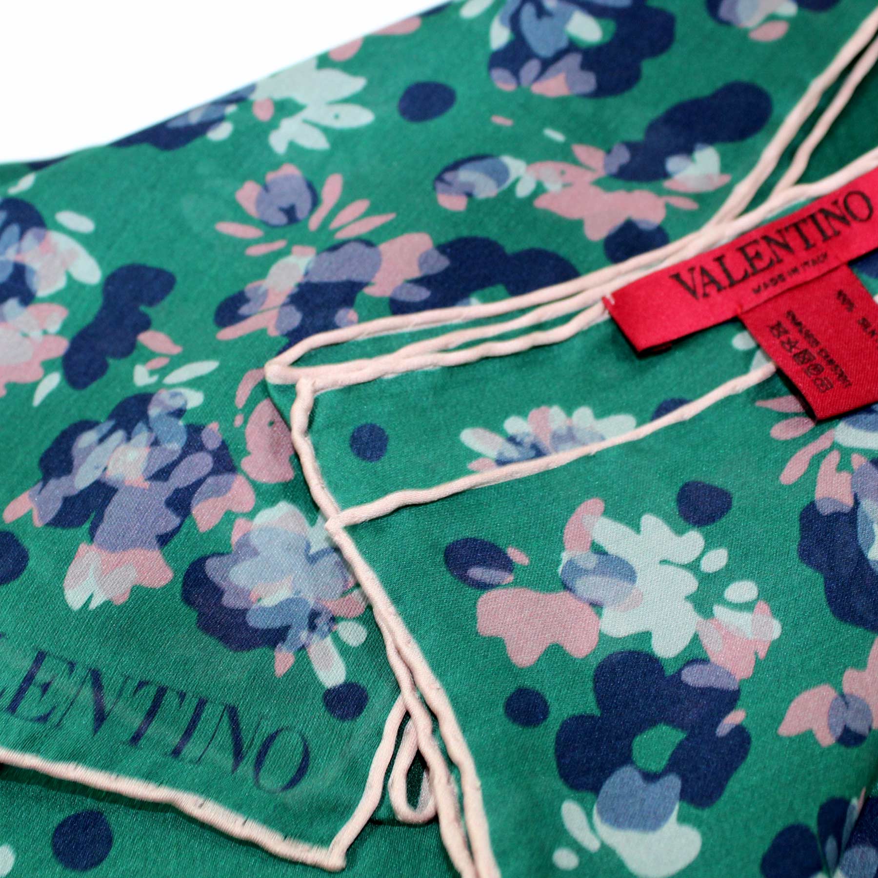 Valentino Scarf Green Plum Pink Floral New