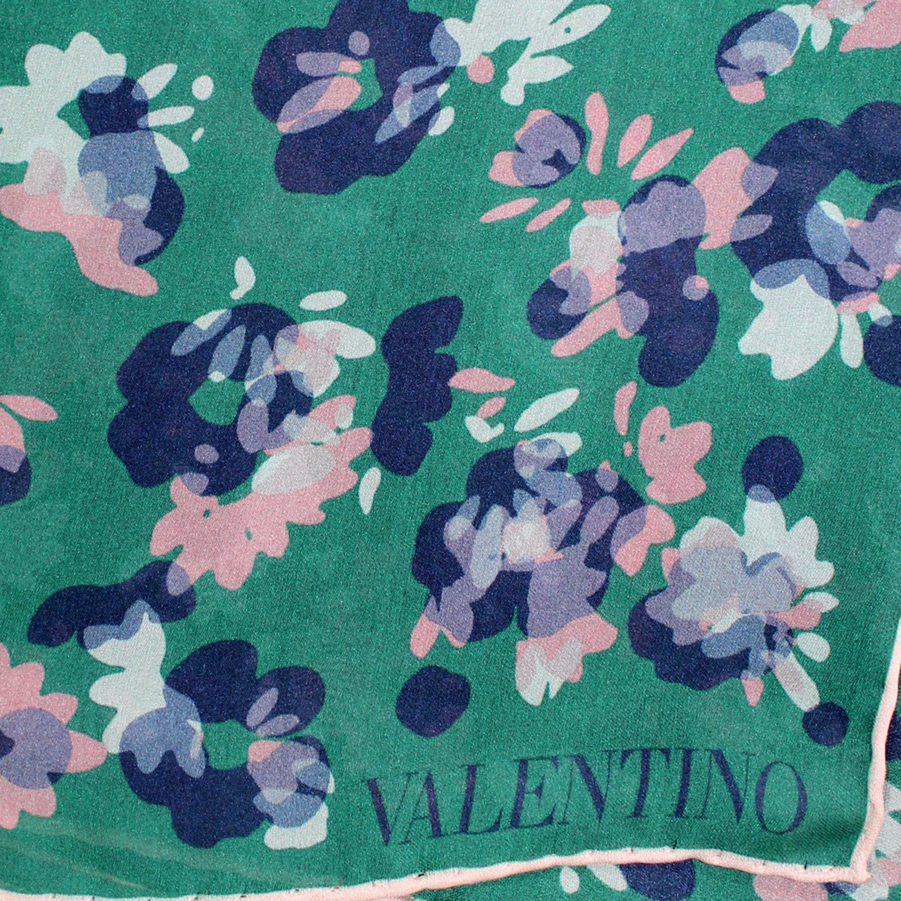 Valentino Red/ White V Logo Printed Silk Scarf Valentino