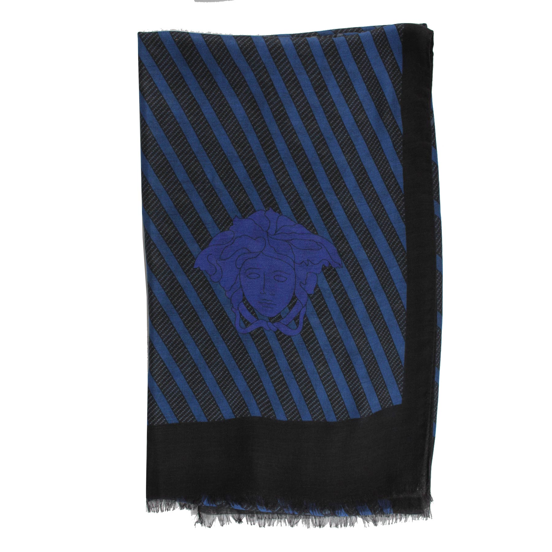 Versace Scarf Black Dark Blue Medusa  - Modal Cashmere Shawl