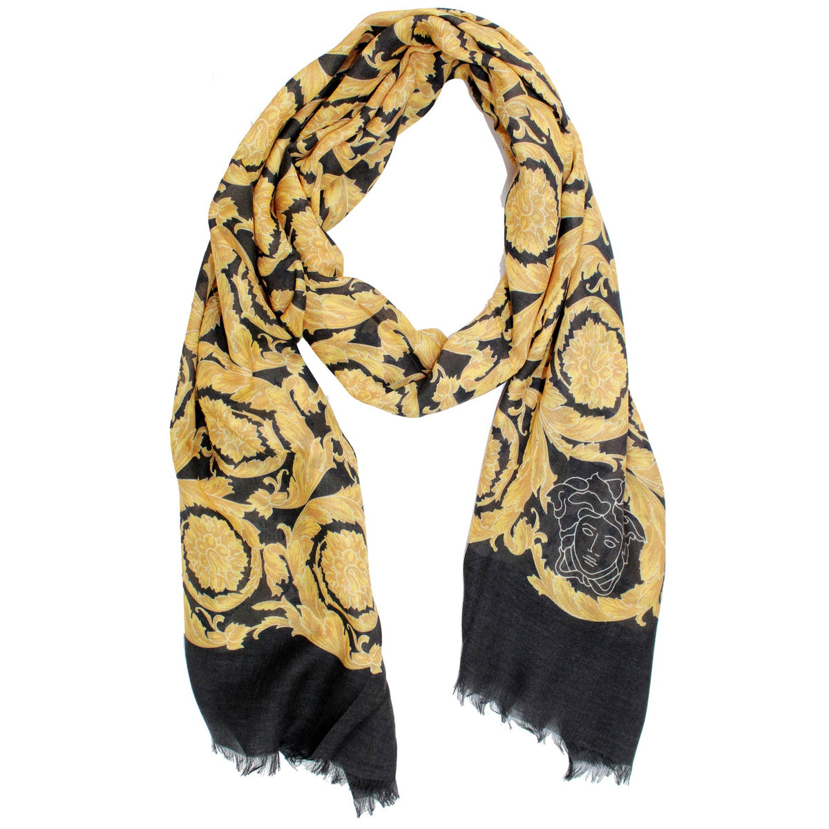 Versace Scarf Black Gold Baroque