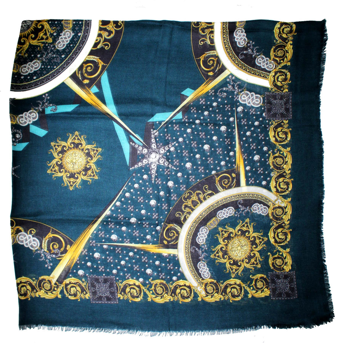 Versace Scarf Teal Gold Silver